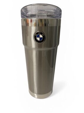 NWOT BMW Stainless Steel Water Travel Tumbler with Clear Lid, 24 oz
